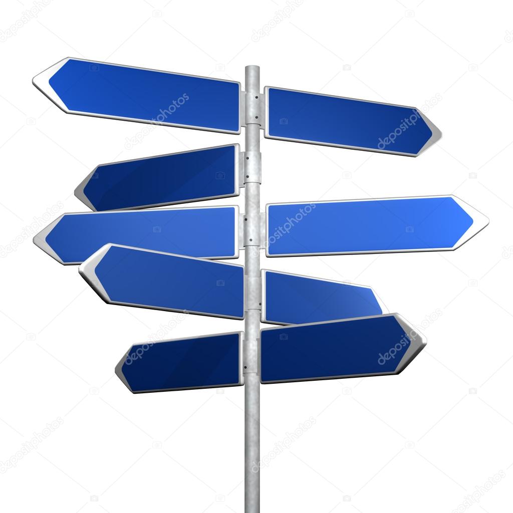 Blue directional signs