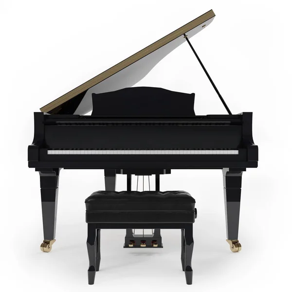 Beyaz Arkaplanda Izole Edilmiş Güzel Bir Kuyruklu Piyano - Stok İmaj