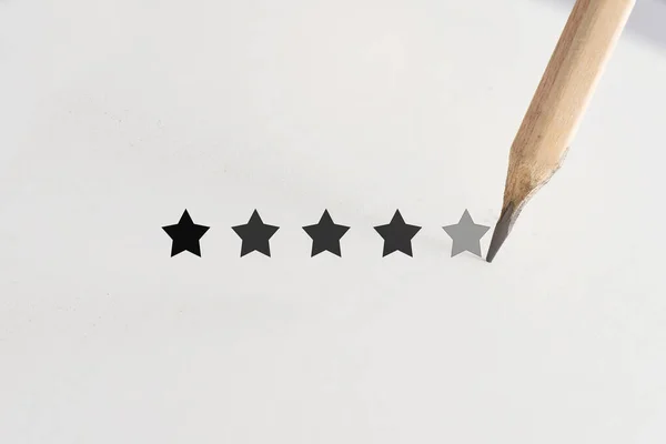 Five Stars Best Service Written White Paper Pencil Service Rating — Stock Photo, Image