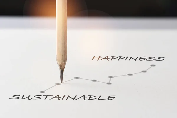 행복을 연필이 백지에 쓰여진 그래프로 시작하 비즈니스 아이디어 — 스톡 사진