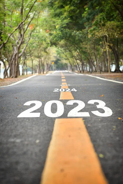 Nieuwjaar 2023 Tot 2025 Asfalt Wegdek Gelukkig Nieuwjaar Concept Natuurlijke — Stockfoto