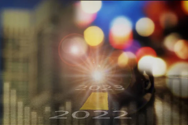 Number 2021 2025 Road Surface Night City Life Abstract Background — Stok Foto