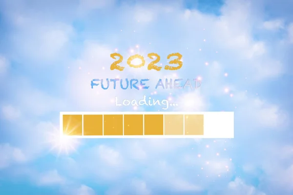 2023 Futuro Por Delante Carga Cielo Azul Nube Esponjosa Fondo — Foto de Stock