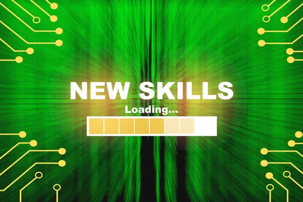 New Skills Loading Pattern Green Binary Code Decimal Motion Blur — Stockfoto