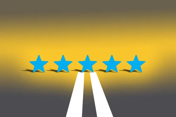 Road to five stars feedback. Business success concept and excellent idea