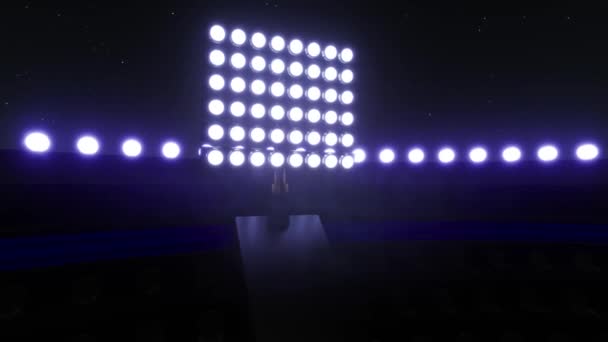 Hintergrund Des Sportstadions Blaulicht Leuchtende Stadionlichter Rendering — Stockvideo