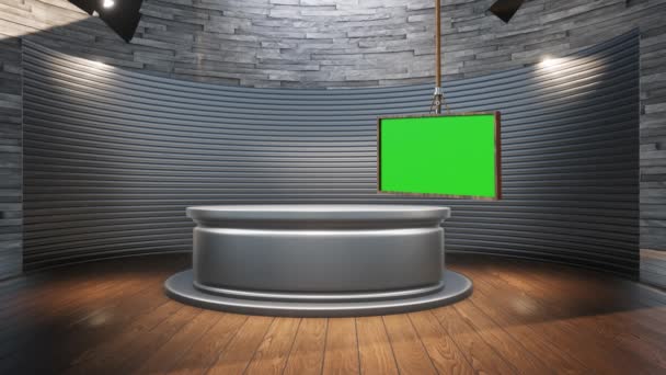 Virtual Studio Nieuws Aan Muur Virtual News Studio Achtergrond Loop — Stockvideo