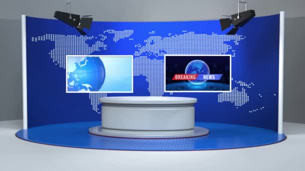 Virtual Studio Nieuws Aan Muur Virtual News Studio Achtergrond Loop — Stockvideo