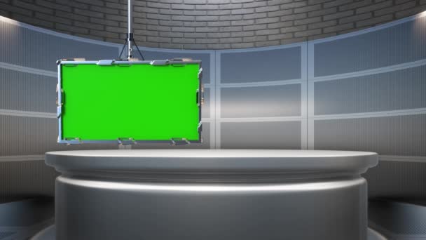 Virtual Studio Nieuws Aan Muur Virtual News Studio Achtergrond Loop — Stockvideo