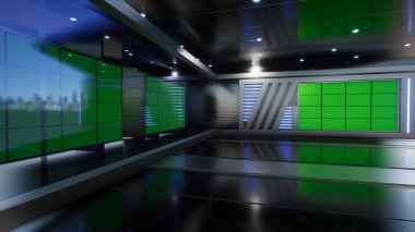 3D Sanal TV Stüdyo Haberleri, TV Wall3D Sanal Haber Stüdyosu Arkaplanı _ 3D Görüntüleme