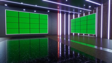 3D Sanal TV Stüdyo Haberleri, TV Wall3D Sanal Haber Stüdyosu Arkaplanı _ 3D Görüntüleme