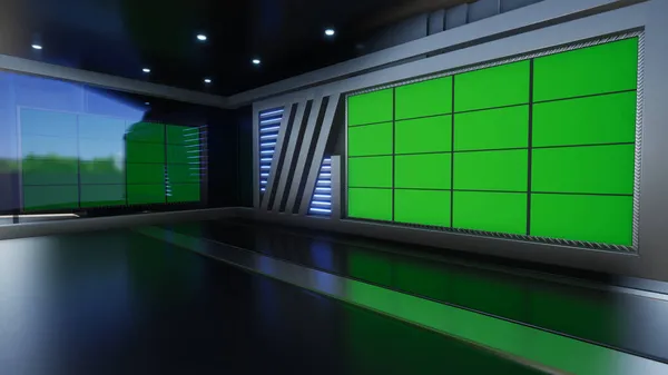 Virtual Studio Nyheter Wall Virtual News Studio Bakgrund Rendering — Stockfoto