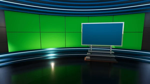 Virtual Studio Wiadomości Wall Virtual News Studio Tło Rendering — Zdjęcie stockowe