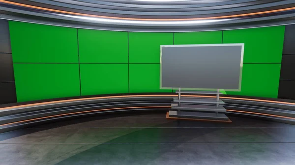 3D仮想テレビスタジオニュース Wall 3D仮想ニューススタジオ背景_3Dレンダリング — ストック写真