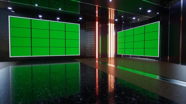 Virtual Studio Nyheter Wall Virtual News Studio Bakgrund Rendering — Stockfoto