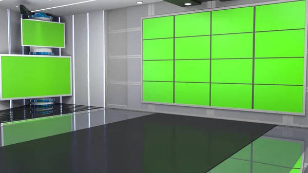 Virtual Studio Wiadomości Wall Virtual News Studio Tło Rendering — Zdjęcie stockowe