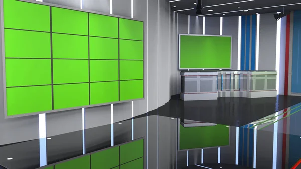 3D Virtual TV Studio News , TV On Wall.3D Virtual News Studio Background_3D Rendering