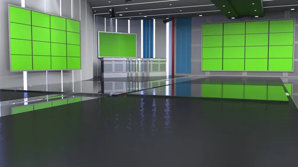 3D Virtual TV Studio News , TV On Wall.3D Virtual News Studio Background_3D Rendering