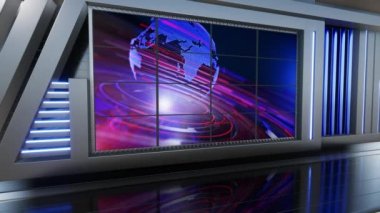 News TV Studio Set - Sanal Yeşil Ekran Arkaplan Döngüsü görüntüleri, kolay düzenleme için yeşil ekran statik görüntü eklenmiştir
