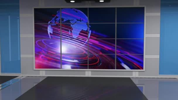 Ειδήσεις Studio Set Virtual Green Screen Background Loopmotion Πλάνα Μια — Αρχείο Βίντεο
