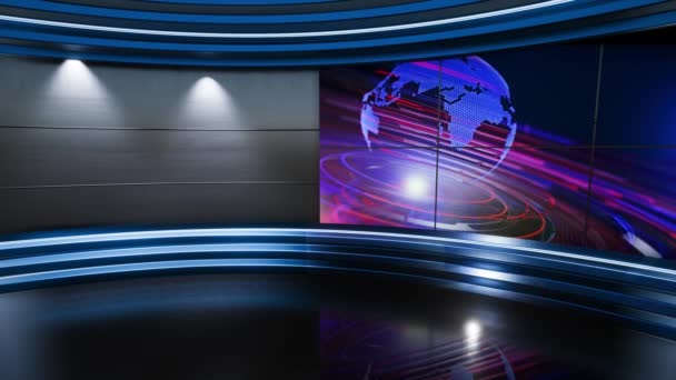 News Studio Set Virtual Green Screen Background Loopmotion Footage Green — Stock Video