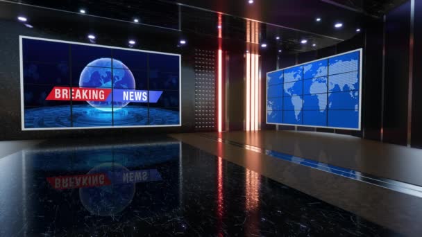 News Studio Set Sanal Yeşil Ekran Arkaplan Döngüsü Görüntüleri Kolay — Stok video