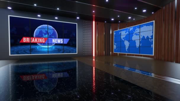 News Studio Set Sanal Yeşil Ekran Arkaplan Döngüsü Görüntüleri Kolay — Stok video