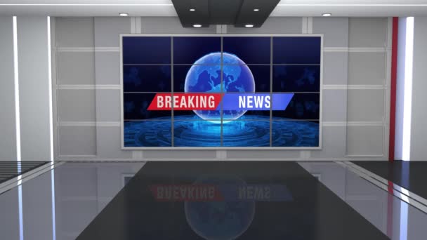 News Studio Set Virtual Green Screen Cuplikan Latar Belakang Loopmotion — Stok Video