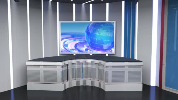 News Studio Set Virtual Green Screen Background Materiał Pętli Zielony — Wideo stockowe