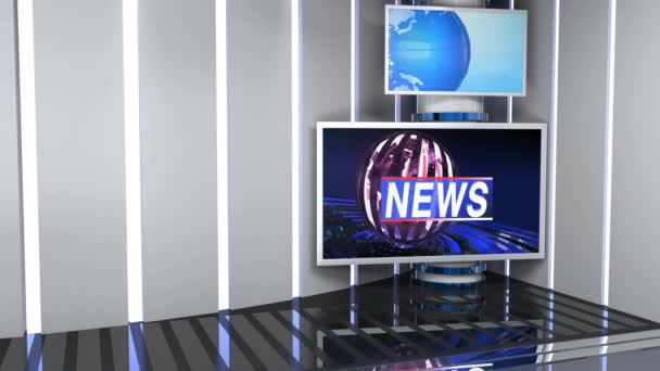 News Studio Set ภาพพ นหล งจอส ยวเสม อนจร ภาพคงท าจอส — วีดีโอสต็อก