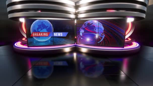 News Studio Set Sanal Yeşil Ekran Arkaplan Döngüsü Hareket Görüntüleri — Stok video