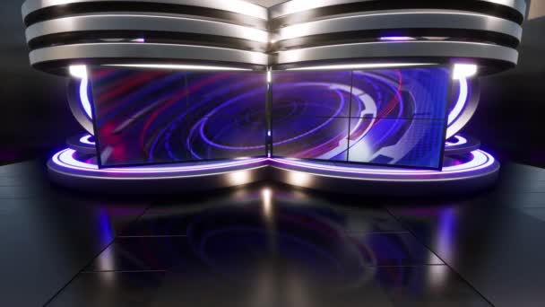 News Studio Set Virtual Green Screen Background Loop Βίντεο Κίνησης — Αρχείο Βίντεο