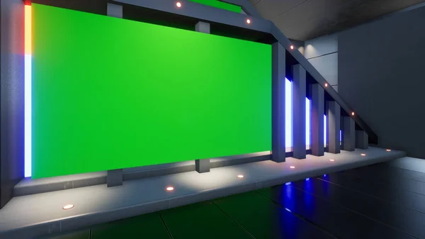 Backdrop Shows Wall Virtual News Studio Background Rendering — Stock fotografie