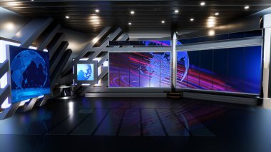 3D Wall3D Sanal Haber Stüdyosu Arkaplanı 'ndaki TV programları için zemin