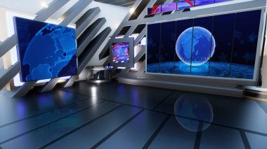 3D Wall3D Sanal Haber Stüdyosu Arkaplanı 'ndaki TV programları için zemin
