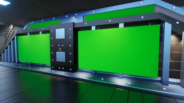 Backdrop Shows Wall Virtuális Hírek Stúdió Háttér Renderelés — Stock Fotó