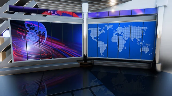 Fondo Para Programas Televisión Wall Virtual News Studio Fondo Renderizado —  Fotos de Stock