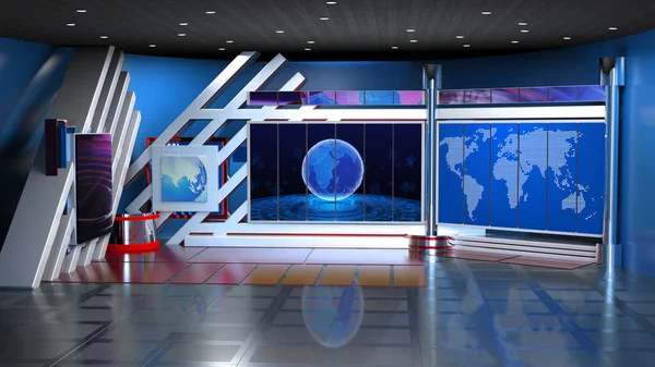 Fondo Para Programas Televisión Wall Virtual News Studio Fondo Renderizado — Foto de Stock