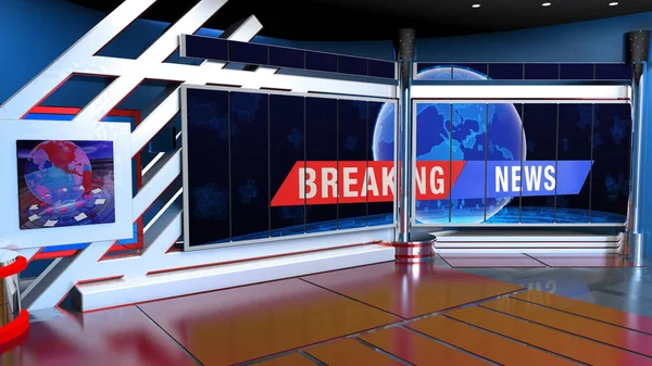 Backdrop Shows Wall Virtual News Studio Background Rendering — 스톡 사진
