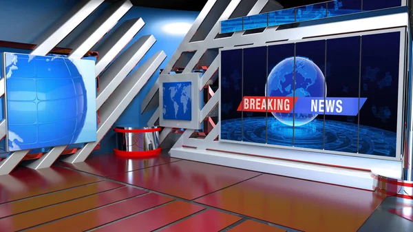 Backdrop Shows Wall Virtual News Studio Background Rendering — 스톡 사진