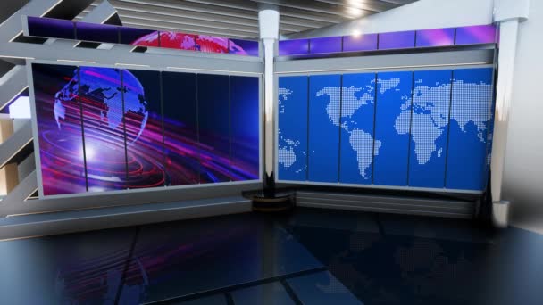 News Studio Set Virtual Green Screen Background Loop Motion Footage — Video Stock