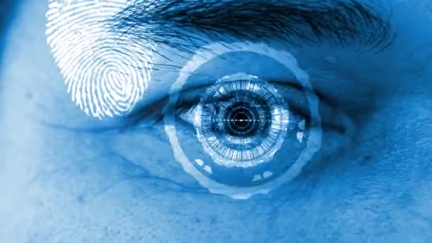 Human Eye Identification Scan Technologie Schnittstelle — Stockvideo