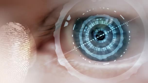 Interfaz Tecnológica Exploración Identificación Del Ojo Humano — Vídeo de stock