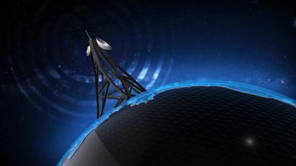 Antenne Transmission Transmet Signal Travers Monde Avec Son — Video