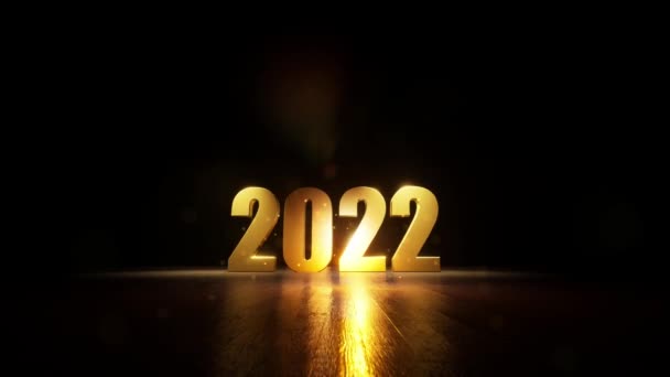 Golden 2022 Happy New Year Greeting Happy 2022 New Year — стоковое видео