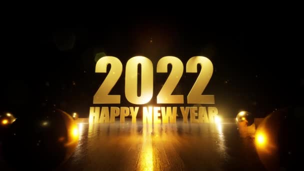 Golden 2022 Ευτυχισμένο Νέο Έτος Χαιρετισμού Ευτυχισμένο 2022 — Αρχείο Βίντεο