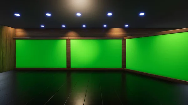 News Studio, Backdrop For TV Shows .TV On Wall.3D Virtual News Studio Background, 3d illustration