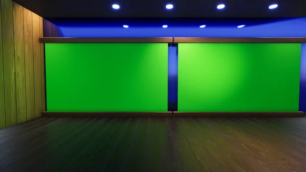 News Studio Backdrop Shows Wall Virtual News Studio Background Illustration — 图库照片