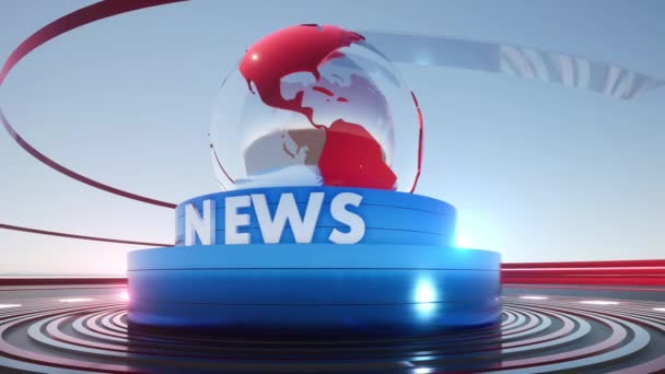 World News Loop Φόντο Digital World Breaking News Studio Background — Αρχείο Βίντεο