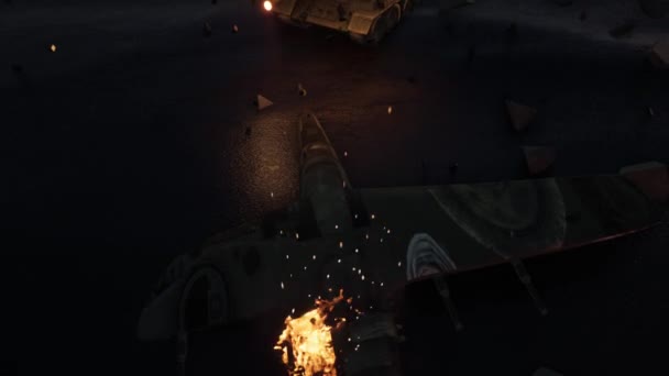 破壊の後だ 破壊的な壁の背景にタンク 3Dアニメーション — ストック動画